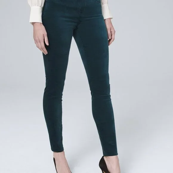 WHBM High-Rise Velvet Skinny Ankle Jeans - teal - size 6 - Picture 3 of 7